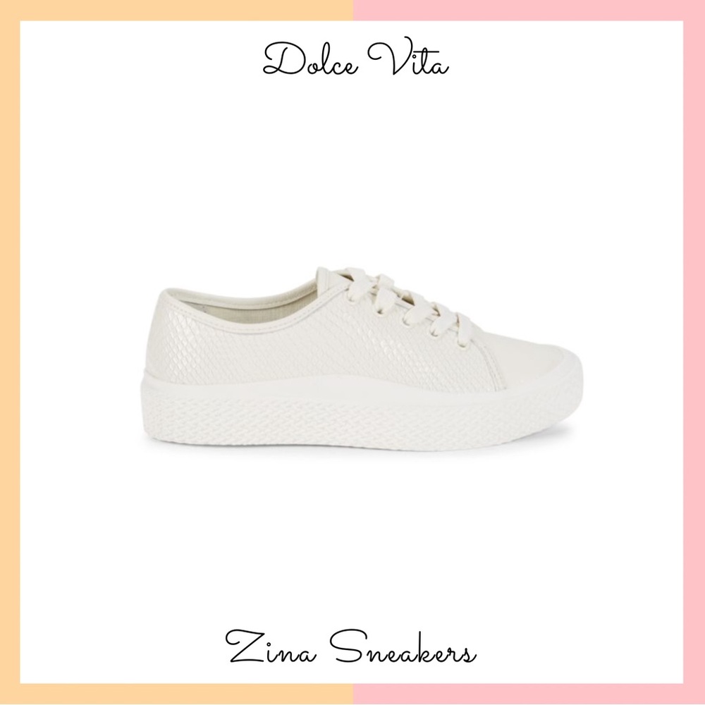 Dolce Vita White Snakeskin Zina Sneakers